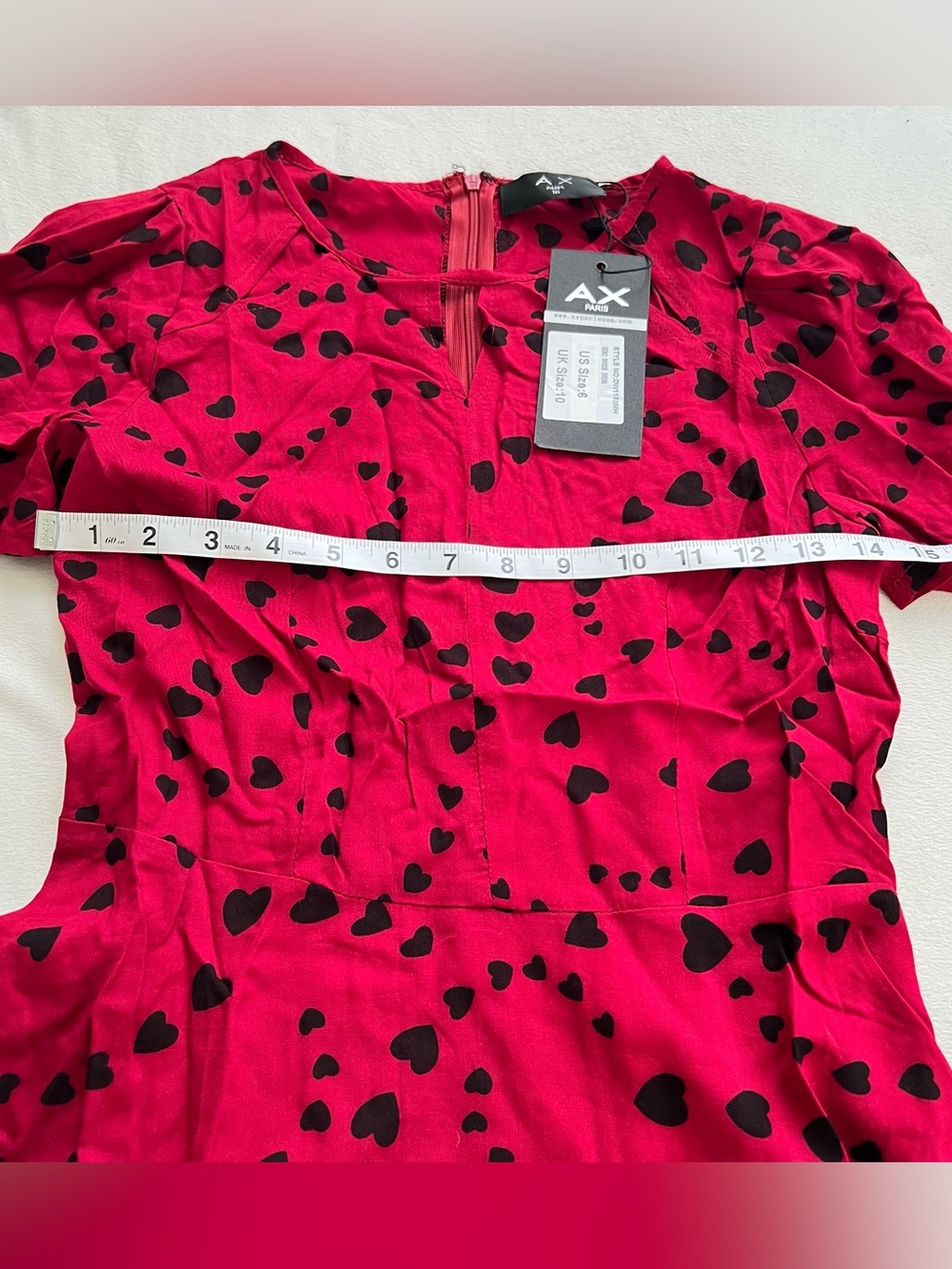 Short sleeve heart red dress lightweight summer romantic feminine - Picture 4 of 7